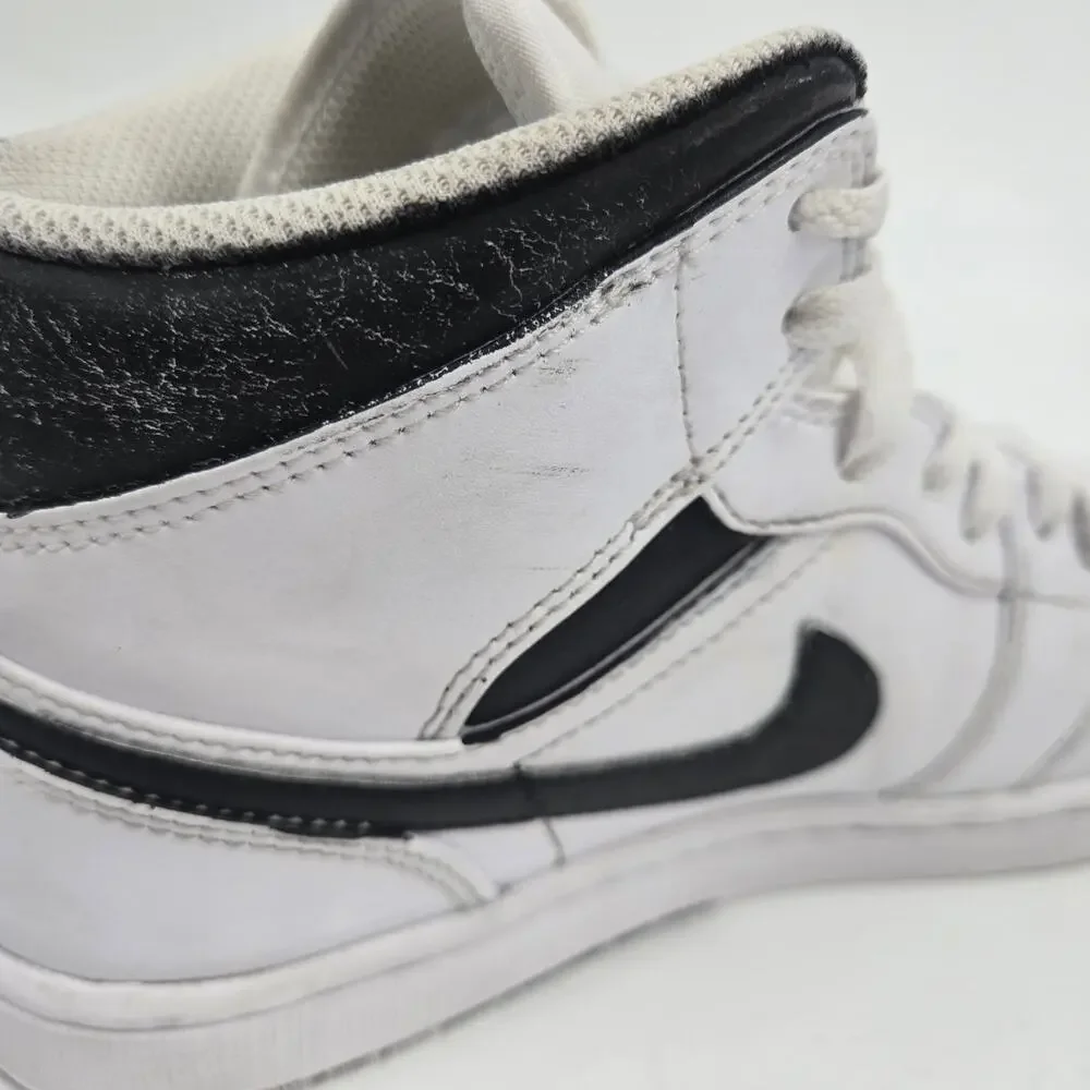Nike Women's 8 Air Jordan 1 Mid White Black Sneakers Shoes Basketball Sports